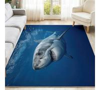 Genérico Alfombra Salon Fotografía Realismo Océano Animales Tiburones, Comedor Lavable Antideslizante Alfombra, Azul Alfombra Pelo Corto 40 x 60 cm para Dormitorio Cocina Hall Entrada Pasillo