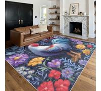 Genérico Alfombra Salon Gallo 60x90 cm, Alfombra Flor Gallina Campestre, Alfombras de Pelo Corto Suave Lavable Antideslizante para Dormitorio, Home Decoration P-&79