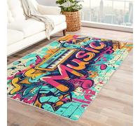Genérico Alfombra Salon Grafiti Callejero 160x230cm, Arte Abstracto Musical Alfombras de Habitacion Antideslizante Franela Suave Pelo Corto Lavable para Cocina, Dormitorio Z-M18