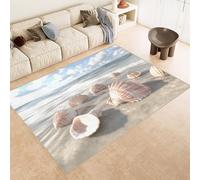 Genérico Alfombra Salon Grande 160x230 cm Impresión Playa Mar Conchas 3D de Patrones Alfombra Lavable a Máquina Material Antideslizante Similar a la Cachemira Alfombra Habitacion Cuarto de Niños