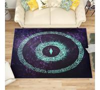 Genérico Alfombra Salon Grande 160x230 cm Morado Oscuro Antideslizante Alfombras Lavables en Lavadora Alfombra de Habitacion Runa Verde Fluorescente Modernas Decoración Tapete Pelo Corto