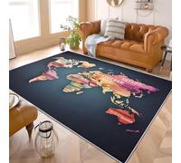 Genérico Alfombra Salon Grande 180x240 cm DiseñO de Mapa del Mundo CláSico Antideslizante Alfombras Lavables en Lavadora Alfombra de Habitacion Azul Modernas Decoración Tapete Pelo Corto
