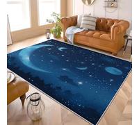 Genérico Alfombra Salon Grande 180x240 cm DiversióN Infantil Cielo Estrellado Luna Antideslizante Alfombras Lavables en Lavadora Alfombra de Habitacion Azul Modernas Decoración Tapete Pelo Corto