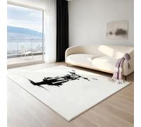 Genérico Alfombra salón Grande Fluffy Lavable - Alfombra Antideslizante súper Suave mullida, Alfombra cómoda esponjosa Moderna, Caligrafía Tinta, 180 X 270 cm, Negro