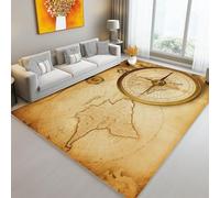 Genérico Alfombra Salon Grande Habitacion Cocina 120 x 180 cm, Retro Estilo del Viejo Mundo AventuraDiseñO Elegante Alfombras - Antideslizante Lavable A MáQuina De Pelo Bajo Amarillo