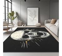 Genérico Alfombra Salon Grande Habitacion Cocina 50 x 80 cm, Arte De Terror Abstracto CalaveraDiseñO Elegante Alfombras - Antideslizante Lavable A MáQuina De Pelo Bajo Negro
