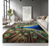 Genérico Alfombra Salon Grande Habitacion Cocina 60 x 90 cm, Resumen Fotografía Pavo RealDiseñO Elegante Alfombras - Antideslizante Lavable A MáQuina De Pelo Bajo Multicolor