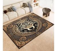 Genérico Alfombra Salon Grande Lobo Impresión 3D Patrones Celta Vikingo Alfombra Antideslizante Similar a la Cachemira Lavables en LavadoraTapete Quarto Cuarto de Niños Dormitorio Rug 180x240 cm
