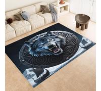 Genérico Alfombra Salon Grande Lobo Impresión 3D Patrones Celta Vikingo Alfombra Antideslizante Similar a la Cachemira Lavables en LavadoraTapete Quarto Cuarto de Niños Dormitorio Rug 180x240 cm