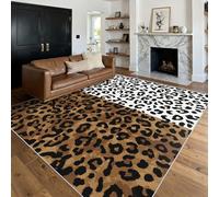 Genérico Alfombra Salon Guepardo 40x60 cm, Alfombra Leopardo Blanco Marrón, Alfombras de Pelo Corto Suave Lavable Antideslizante para Dormitorio, Home Decoration P-&78