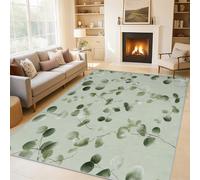Genérico Alfombra Salon Hojas de Eucalipto 240 x 340 cm, Alfombra Hoja Acuarela, Alfombras de Pelo Corto Suave Lavable Antideslizante para Dormitorio, Home Decoration P-&58