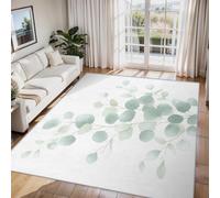 Genérico Alfombra Salon Hojas de Eucalipto 240 x 340 cm, Alfombra Hoja Verde, Alfombras de Pelo Corto Suave Lavable Antideslizante para Dormitorio, Home Decoration P-&64