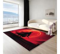 Genérico Alfombra salón Lavable 40 Grados - Alfombra Antideslizante Suave cómoda, Alfombra Reverso Antideslizante mullida, Pintura Arte Digital Luna Caballero, Rojo Fuego, 120 X 180 cm
