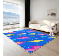Genérico Alfombra salón Lavable 40 Grados - Alfombra Antideslizante Suave cómoda, Alfombra Reverso Antideslizante mullida, Llamativo Simple Rayo, Azul Brillante, 60 X 90 cm