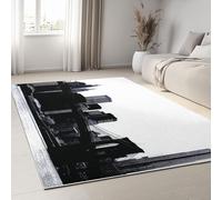 Genérico Alfombra Salon - Lavable Impresa Alfombras Pelo Corto Alfombra Antideslizante - Dormitorio Decoración Retro Ciudad Arquitectura -Blanco 60 x 90 cm