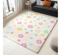 Genérico Alfombra Salon Lunares Flores 80x150cm Alfombra de Pelo Corto Modern, Alfombras Antideslizante Lavables para Sala, Dormitorio, Decoración Hogar