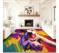 Genérico Alfombra Salon Moda Grafiti Vibrante Animal Cachorro, Comedor Lavable Antideslizante Alfombra, Multicolor Alfombra Pelo Corto 120 x 180 cm para Dormitorio Cocina Hall Entrada Pasillo