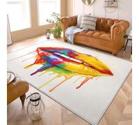 Genérico Alfombra Salon Moderna de Pelo Corto y Suave, Abstracto Grafiti PatróN de Labios Antideslizante Alfombras de Habitacion Lavable Antiincrustante, Vistoso Tapete para Comedor Cocina 60x90 cm
