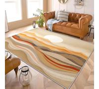 Genérico Alfombra Salon Moderna de Pelo Corto y Suave, Arte Moderno Y Abstracto MontañAs Antideslizante Alfombras de Habitacion Lavable Antiincrustante, MarróN Tapete para Comedor Cocina 60x90 cm