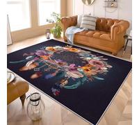 Genérico Alfombra Salon Moderna de Pelo Corto y Suave, Bohemia AtrapasueñOs Rosa Pluma Antideslizante Alfombras de Habitacion Lavable Antiincrustante, Vistoso Tapete para Comedor Cocina 140x200 cm