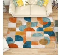 Genérico Alfombra Salon Moderna de Pelo Corto y Suave, GeometríA Abstracta Moderna Antideslizante Alfombras de Habitacion Lavable Antiincrustante, Multicolor Tapete para Comedor Cocina 140x200 cm