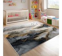 Genérico Alfombra Salon Moderna de Pelo Corto y Suave, Gris Antideslizante Alfombras de Habitacion Lavable Antiincrustante, Pintura Abstracta En Tinta China Tapete para Comedor Cocina 120x180 cm