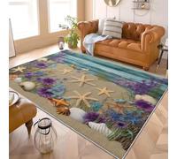 Genérico Alfombra Salon Moderna de Pelo Corto y Suave, Retro Veta de Madera Estrella de Mar Antideslizante Alfombras de Habitacion Lavable, DiversióN Infantil Tapete para Comedor Cocina 180x240 cm