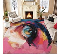 Genérico Alfombra Salon Moderno Arte Abstracto Rostros Humanos Ojos, Comedor Lavable Antideslizante Alfombra, Multicolor Alfombra Pelo Corto 50 x 80 cm para Dormitorio Cocina Hall Entrada Pasillo