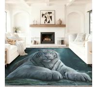 Genérico Alfombra Salon Multicolor Antideslizante Alfombras Lavables 50 x 80 cm, Fantasía Arte Animal Poderoso Tigre Alfombra Pelo Corto en Lavadora Tapetes para Sala Habitacion Dormitorio Comedor