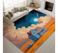 Genérico Alfombra Salon Multicolor Antideslizante Alfombras Lavables 60 x 120 cm, Cartoon Píxel Arte Pastoral Alfombra Pelo Corto en Lavadora Tapetes para Sala Habitacion Dormitorio