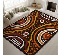 Genérico Alfombra Salon Naranja Negro Antideslizante Alfombras Lavables 120 x 180 cm, Minimalista Abstracto Moderno Patrón Alfombra Pelo Corto en Lavadora Tapetes para Sala Habitacion Dormitorio