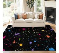 Genérico Alfombra Salon Negro Antideslizante Alfombras Lavables 90 x 150 cm, Calle Grafiti Moda Puntos De Tinta Alfombra Pelo Corto en Lavadora Tapetes para Sala Habitacion Dormitorio Comedor