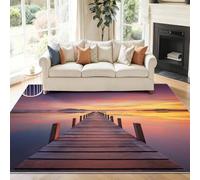 Genérico Alfombra Salon Paisaje Natural Y Realista Costa Puesta De Sol, Comedor Lavable Antideslizante Alfombra, Multicolor Alfombra Pelo Corto 40 x 60 cm para Dormitorio Cocina Hall Entrada Pasillo