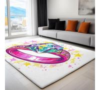 Genérico Alfombra Salon Pelo Corto 120x170 cm Anillo Diamantes con Grafiti Morado, Alfombra Dormitorio Antideslizante Lavables en Lavadora, Blanco Tapete Habitacion para Living Room Comedor