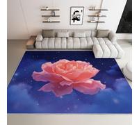Genérico Alfombra Salon Pelo Corto 120x170 cm Cielo Estrellado Floral Y De Ensueño, Alfombra Dormitorio Antideslizante Lavables en Lavadora, Azul Tapete Habitacion para Living Room Comedor