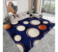 Genérico Alfombra Salon Pelo Corto 80x150 cm Instrumentos Musicales Batería, Alfombra Dormitorio Antideslizante Lavables en Lavadora, Azul Tapete Habitacion para Living Room Comedor