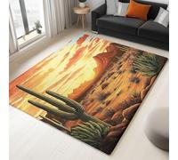 Genérico Alfombra Salón Pelo Corto Cactus del Desierto Occidental 160x230cm Alfombras de área Antideslizante Suave, Alfombra Impresión Lavable para Salon, Dormitorio, Sala Juegos Niños