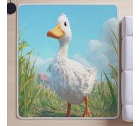 Genérico Alfombra Salón Pelo Corto, Lavable a MáquinaEstilo ModernoFácil de LimpiarDecoración del HogarVerdeDibujos Animados Curación Pato Blanco120 x 160 cm.