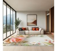 Genérico Alfombra Salón Pelo Corto Suave - Alfombras Dormitorio Matrimonio Comedor Gran Alfombra Antideslizante Primavera Flores Ramas Y Hojas, 160 x 230 cm