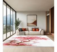 Genérico Alfombra Salón Pelo Corto Suave - Alfombras Dormitorio Matrimonio Comedor Gran Alfombra Antideslizante Anime Flores De Cerezo Torre, 80 x 150 cm