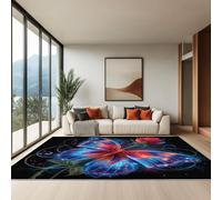 Genérico Alfombra Salón Pelo Corto Suave - Alfombras Dormitorio Matrimonio Comedor Gran Alfombra Antideslizante Fantasía Luz De Estrellas Mariposas Rosas, 80 x 150 cm