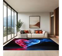 Genérico Alfombra Salón Pelo Corto Suave - Alfombras Dormitorio Matrimonio Comedor Gran Alfombra Antideslizante Fantasía Humo Forma De Corazón, 100 x 150 cm