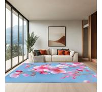 Genérico Alfombra Salón Pelo Corto Suave - Alfombras Dormitorio Matrimonio Comedor Gran Alfombra Antideslizante Hermosas Flores De Durazno Primaverales, 80 x 150 cm