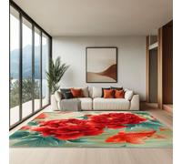 Genérico Alfombra Salón Pelo Corto Suave - Alfombras Dormitorio Matrimonio Comedor Gran Alfombra Antideslizante Retro Estanque Flores Koi, 140 x 200 cm