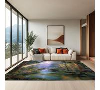 Genérico Alfombra Salón Pelo Corto Suave - Alfombras Dormitorio Matrimonio Comedor Gran Alfombra Antideslizante Sueño Cuento De Hadas Arcoíris Bosque, 120 x 160 cm