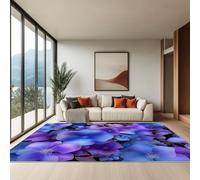 Genérico Alfombra Salón Pelo Corto Suave - Alfombras Dormitorio Matrimonio Comedor Gran Alfombra Antideslizante Noche Estrellada De Ensueño Acuarela Flores, 100 x 150 cm