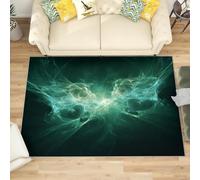 Genérico Alfombra Salon Pequeño 60x90 cm Arte Fractal Abstracto Antideslizante Alfombras Lavables en Lavadora Alfombra de Habitacion Verde Claro Modernas Decoración Tapete Pelo Corto