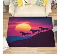 Genérico Alfombra Salon Pequeño 60x90 cm Caballo Animal Al Atardecer Antideslizante Alfombras Lavables en Lavadora Alfombra de Habitacion Atardecer Modernas Decoración Tapete Pelo Corto