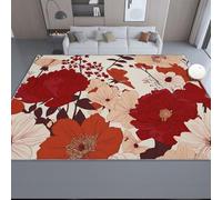 Genérico Alfombra Salon Retro Hermoso Flores Peonía Margarita, Comedor Lavable Antideslizante Alfombra, Blanquecino Alfombra Pelo Corto 60 x 90 cm para Dormitorio Cocina Hall Entrada Pasillo