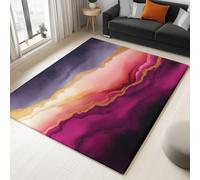 Genérico Alfombra Salon Rosa Púrpura, Moqueta Lavables en Lavadora Antideslizante, Alfombra de Pelo Corto Mármol Abstracto Textura Dorada para Sala Habitacion Dormitorio Comedor 60 x 90 cm